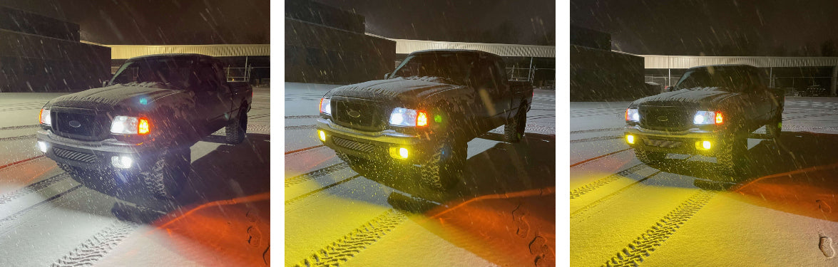 Paire LED pour FOGS, JAUNE 3000K, parfait pour la pluie et les tempêtes de neige.