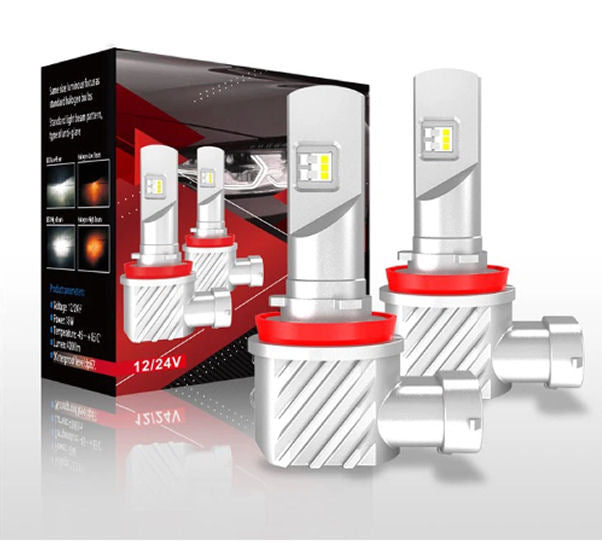 Paire LED super Compact, SANS FAN, pour Autos, MOTOS, FOGS, VTT, 10000Lm/paire, 6500K.