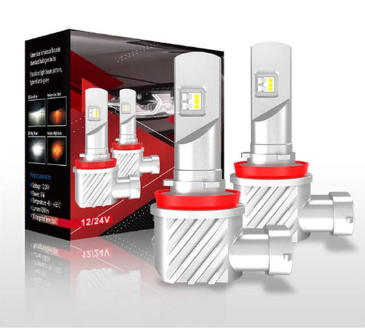 Paire LED super Compact, SANS FAN, pour Autos, MOTOS, FOGS, VTT, 10000Lm/paire, 6500K.