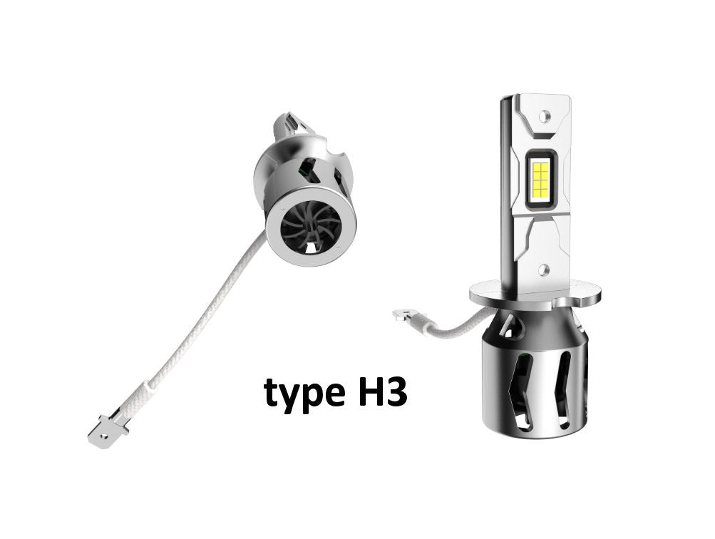 Paire de mini LED ventilé de type H11, 9005, H1, H3, H7