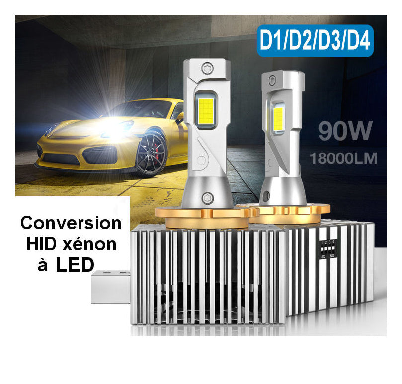 Conversion HID vers LED - Types: D1S / D2S / D3S / D4S - 100% Plug and play