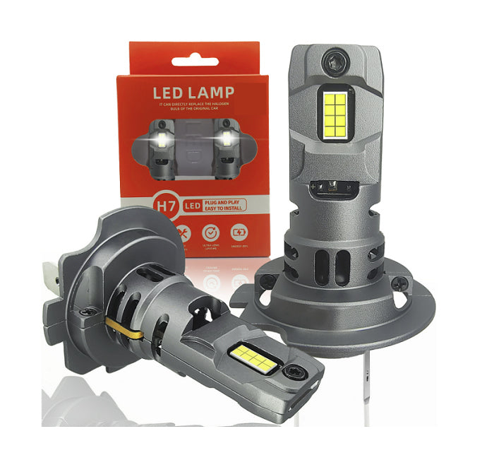 Paire LED type H7 compact, ventilé, pour motos/autos.