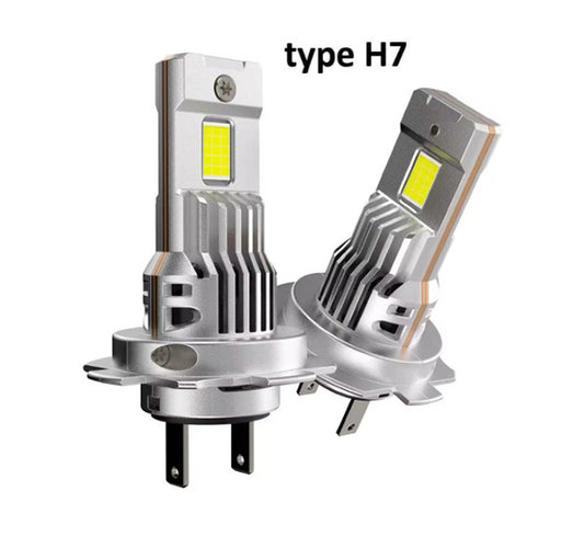 Paire LED type H7 compact, ventilé, pour motos/autos.