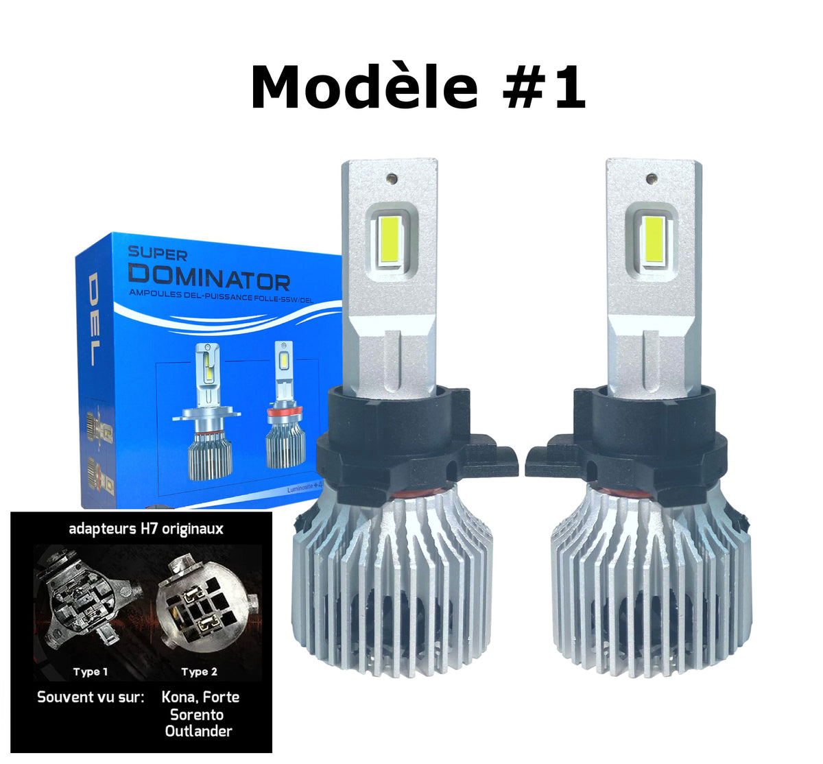 Ampoules LED H7 6500K Pour Kia Sportage Sorento Rio - Faisceau Blanc Puissant 600% Plus Lumineux