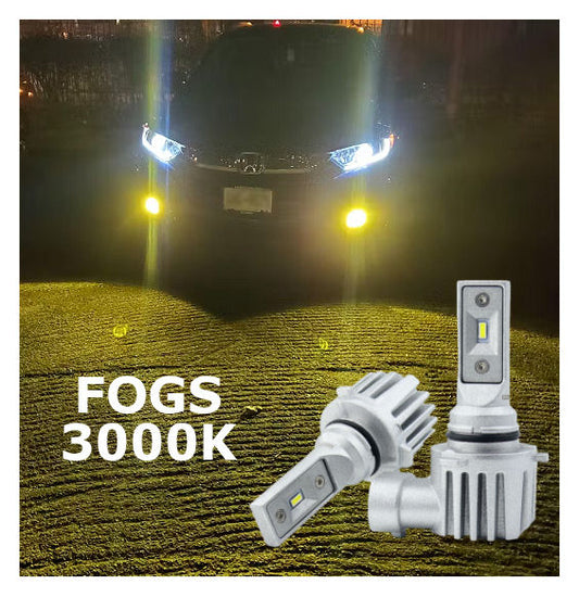 Paire LED pour FOGS, JAUNE 3000K, parfait pour la pluie et les tempêtes de neige.