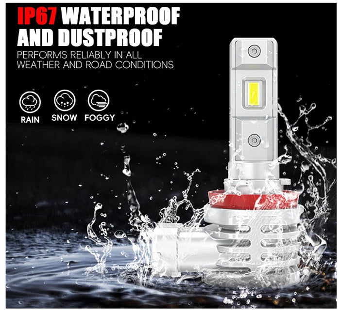 Paire LED super Compact, SANS FAN, pour Autos, MOTOS, FOGS, VTT, 10000Lm/paire, 6500K.