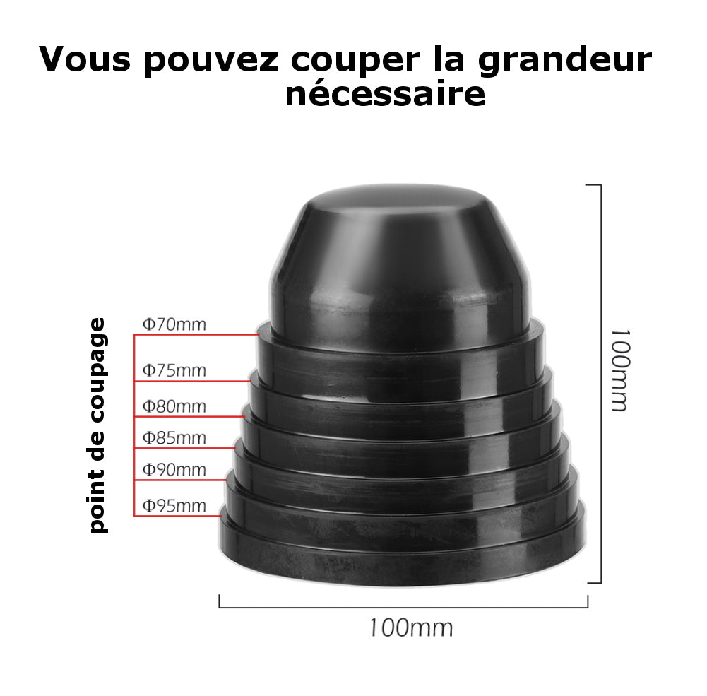 Paire capuchons universel en caoutchouc flexible (70 à 100mm)